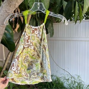 Ruth Beaded Halter Top in Paisley Print.